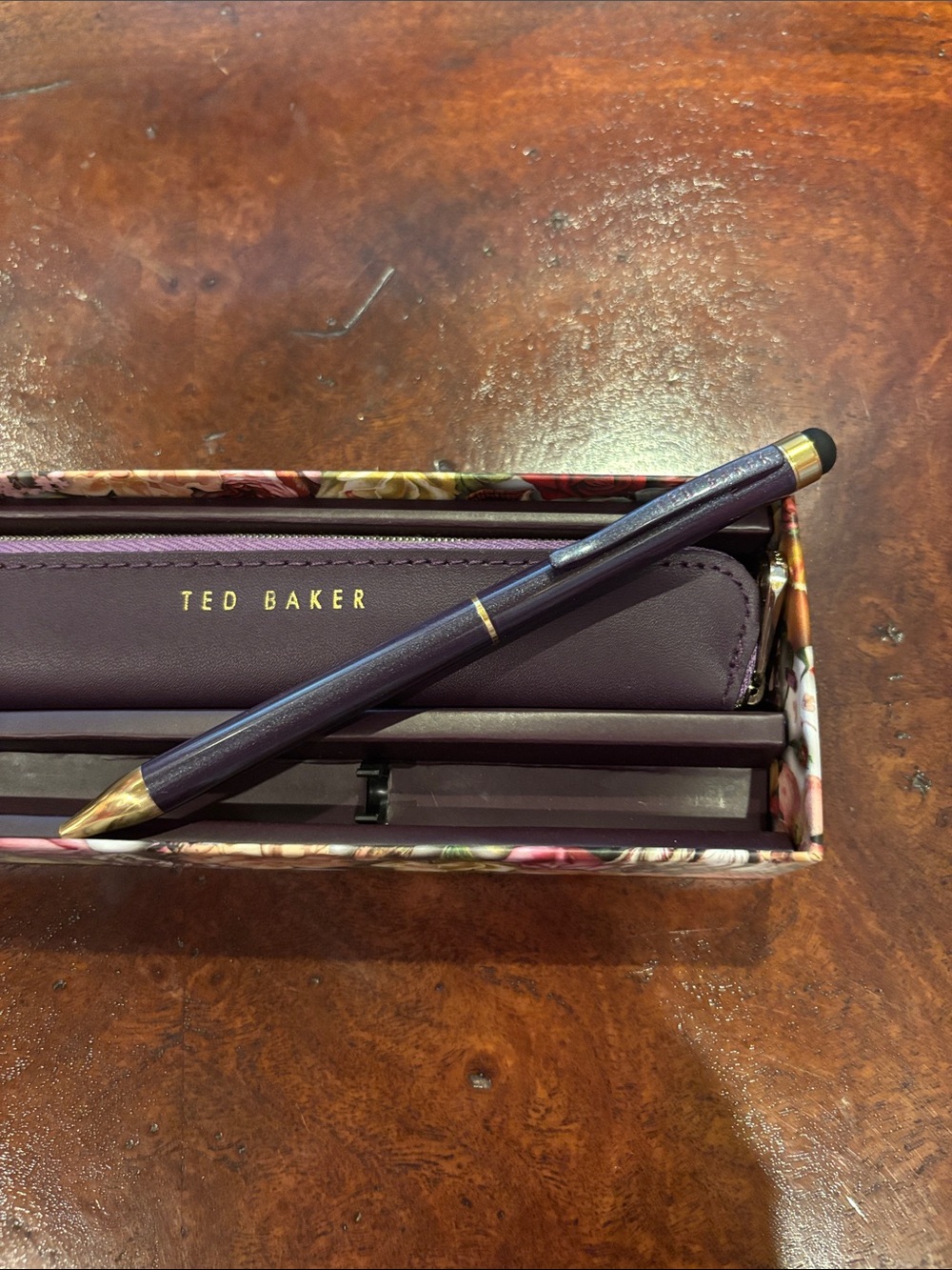 Ted Baker Ballpoint Pen with Touchscreen Stylus & Case, Purple